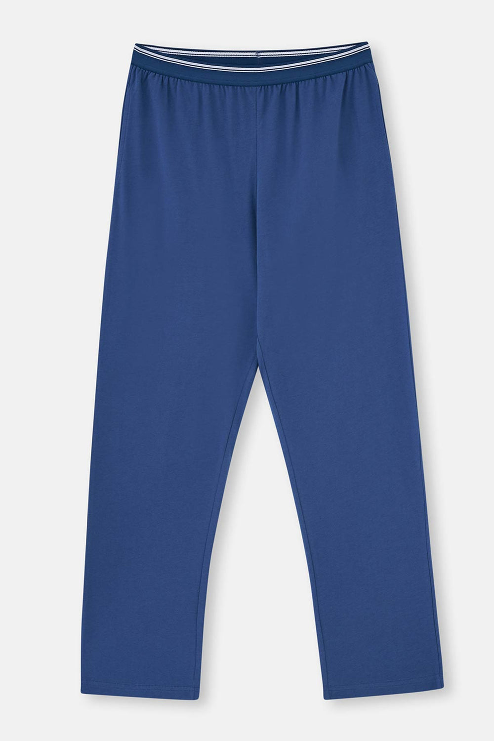 Mavi Beli Lastikli Örme Tek Pijama Altı