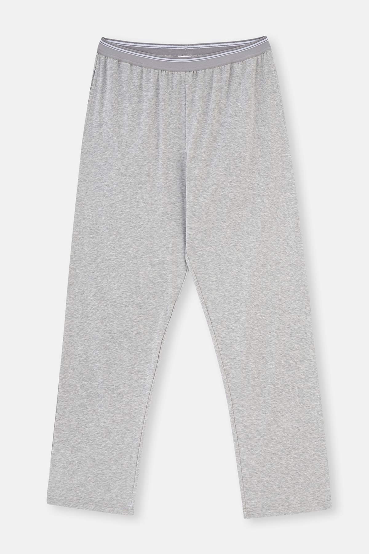 Grey Melange KNITTED SINGLE BOTTOM WITH ELASTIC WAIST