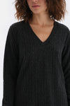 Anthracite V NECK LONG SLEEVE KNITTED SWEATSHIRT