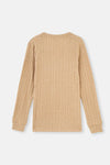 Light Brown V NECK LONG SLEEVE KNITTED SWEATSHIRT