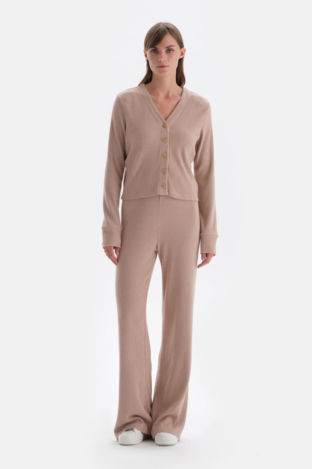 Light Brown BUTTON DETAILED CARDIGAN