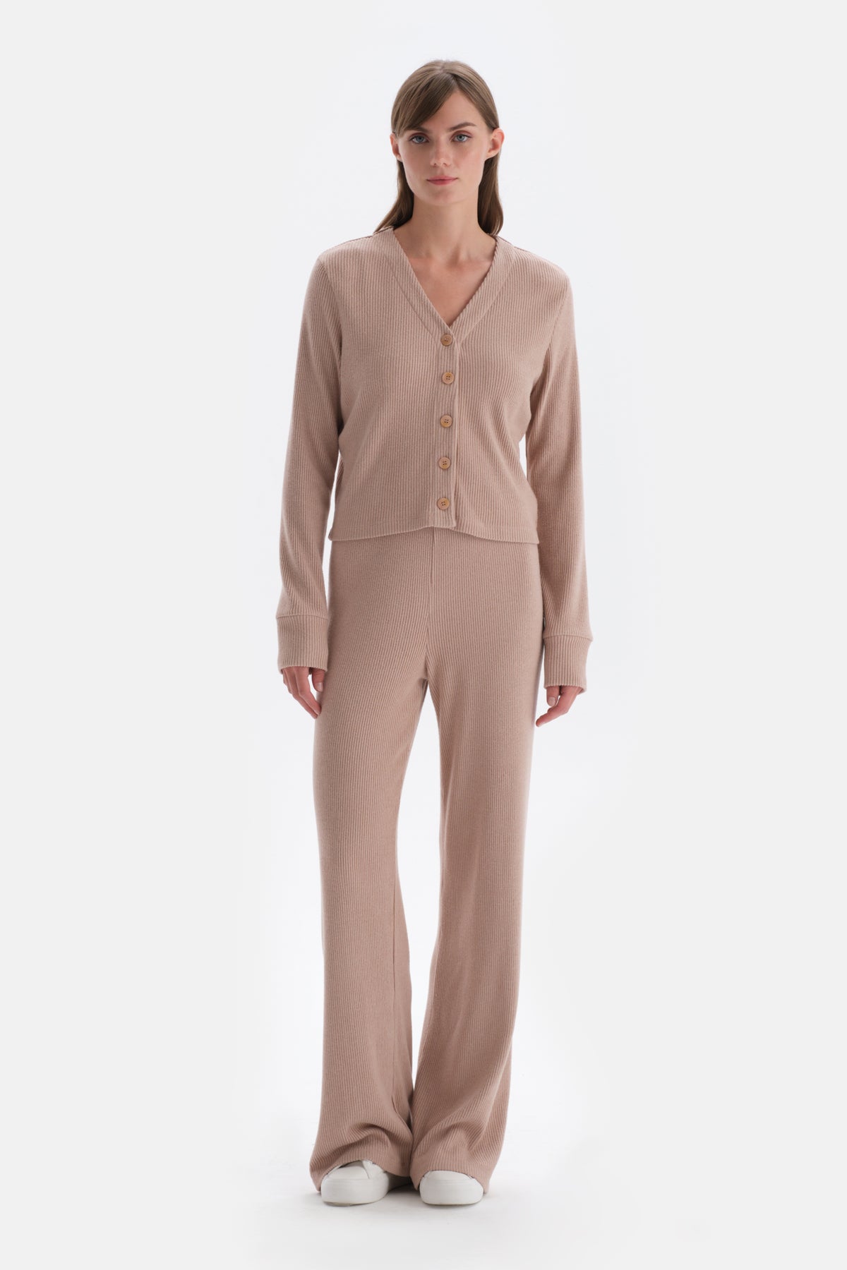 Light Brown BUTTON DETAILED CARDIGAN