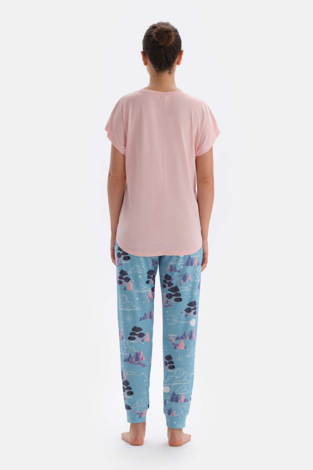 Light Pink V NECK SHORT SLEEVE PAJAMA TOP