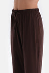 Dark Brown SATIN LEG DETAILED SHIRT PANTS PAJAMAS SUIT