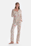 Ecru SIZE PRINTED SHIRT PANTS PAJAMAS SUIT