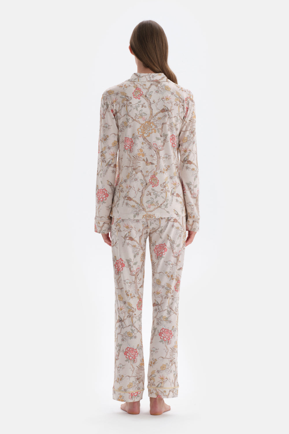 Ecru SIZE PRINTED SHIRT PANTS PAJAMAS SUIT