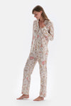 Ecru SIZE PRINTED SHIRT PANTS PAJAMAS SUIT