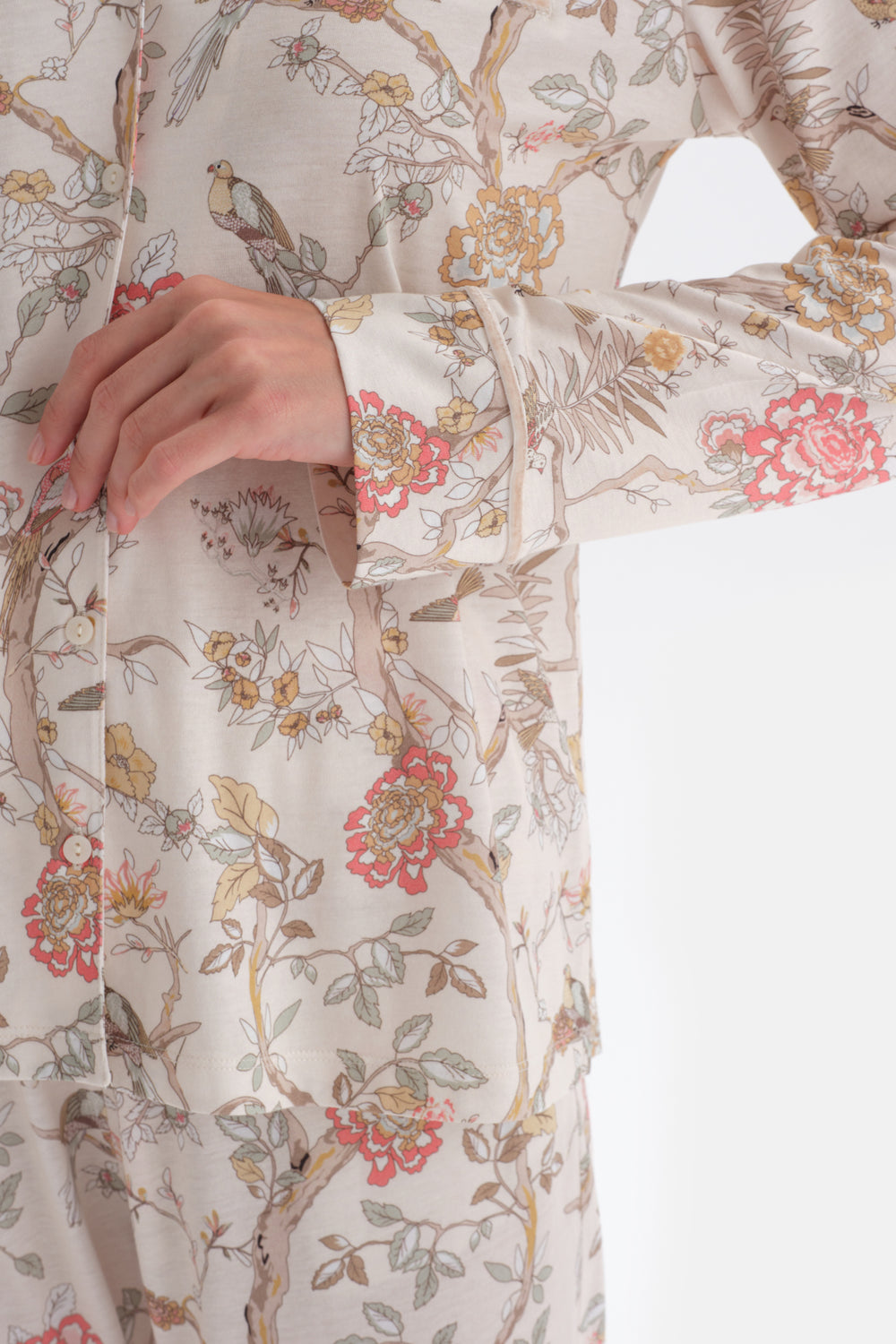 Ecru SIZE PRINTED SHIRT PANTS PAJAMAS SUIT