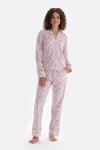 Light Pink TINY FLOWER PRINTED SHIRT PANTS PAJAMAS SUIT