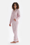 Light Pink TINY FLOWER PRINTED SHIRT PANTS PAJAMAS SUIT
