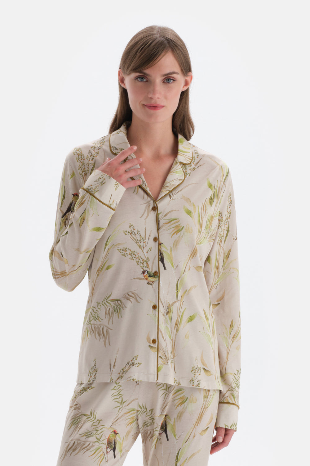 Ecru SIZE PRINTED SHIRT PANTS PAJAMAS SET