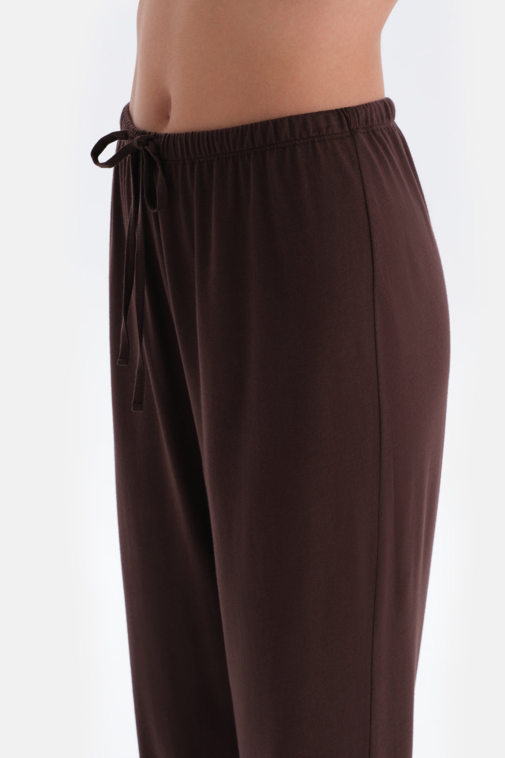 Dark Brown LACE DETAILED ATHLETTE PANTS PAJAMAS SUIT