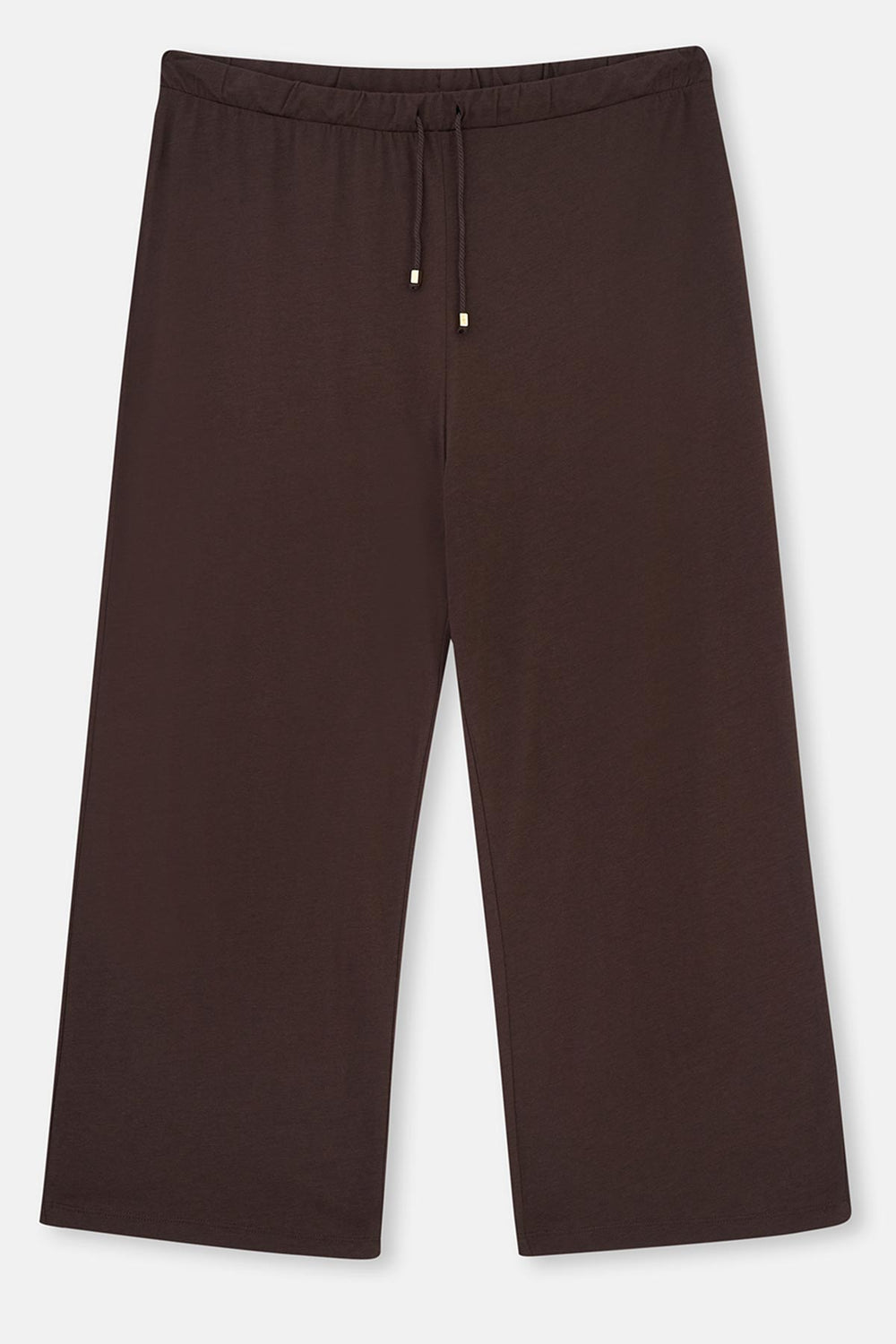 Koyu Kahve Kayık Yaka Basıc Tişört Pantolon Pijama Takımı