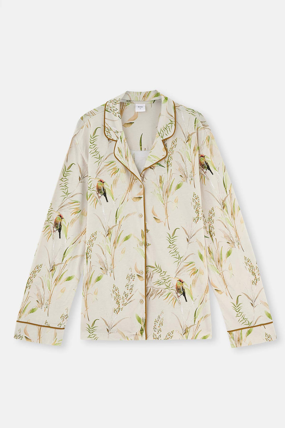 Ekru Metraj Baskılı Paça Bant Detaylı Plus Size Pijama Takımı