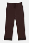 Dark Brown SATIN LEG DETAILED SHIRT PANTS PAJAMAS SUIT