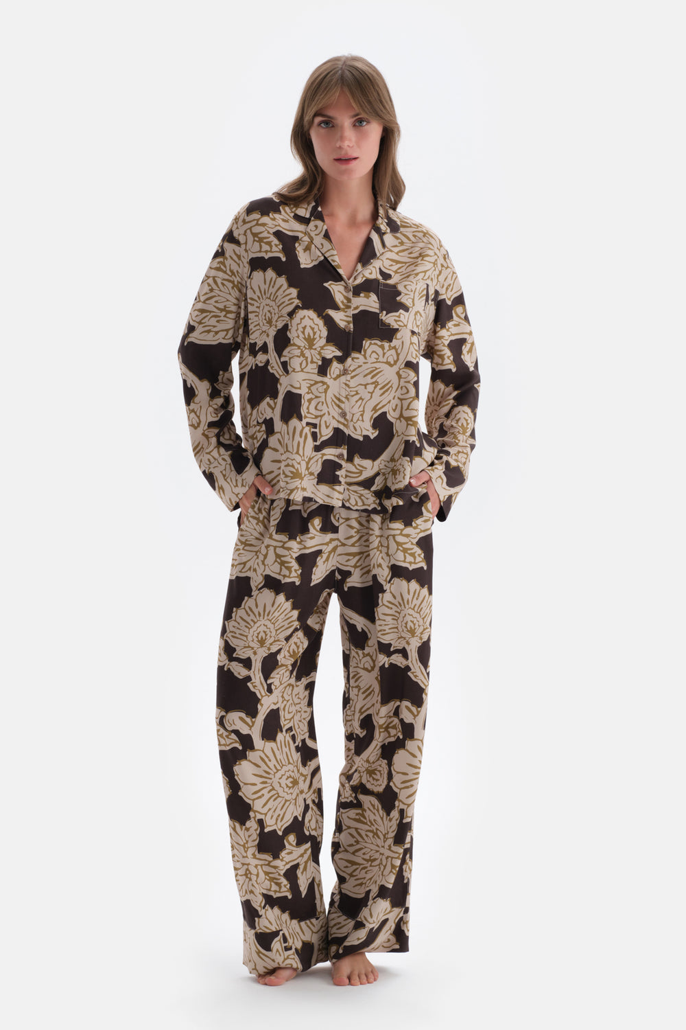 MULTICOLOR PRINTED WOVEN SHIRT PAJAMAS