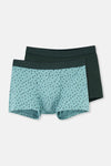 Light Blue-Dark Green 5210 2-PACK PATTERNED COTTON BOXERS