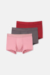 Gray-Rose Dust-Maroon 4210 3-PACK PLAIN MICRO MODAL BOXER