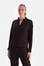 Dark Brown KNITTING DETAIL POLO NECK T-SHIRT