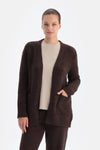 Dark Brown CHENILLE LONG CARDIGAN