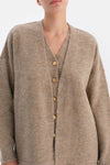 Beige LONG SLEEVE WOOL CARDIGAN