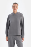 Grey Melange HOODED SOFT TOUCH SWEATSHIRT