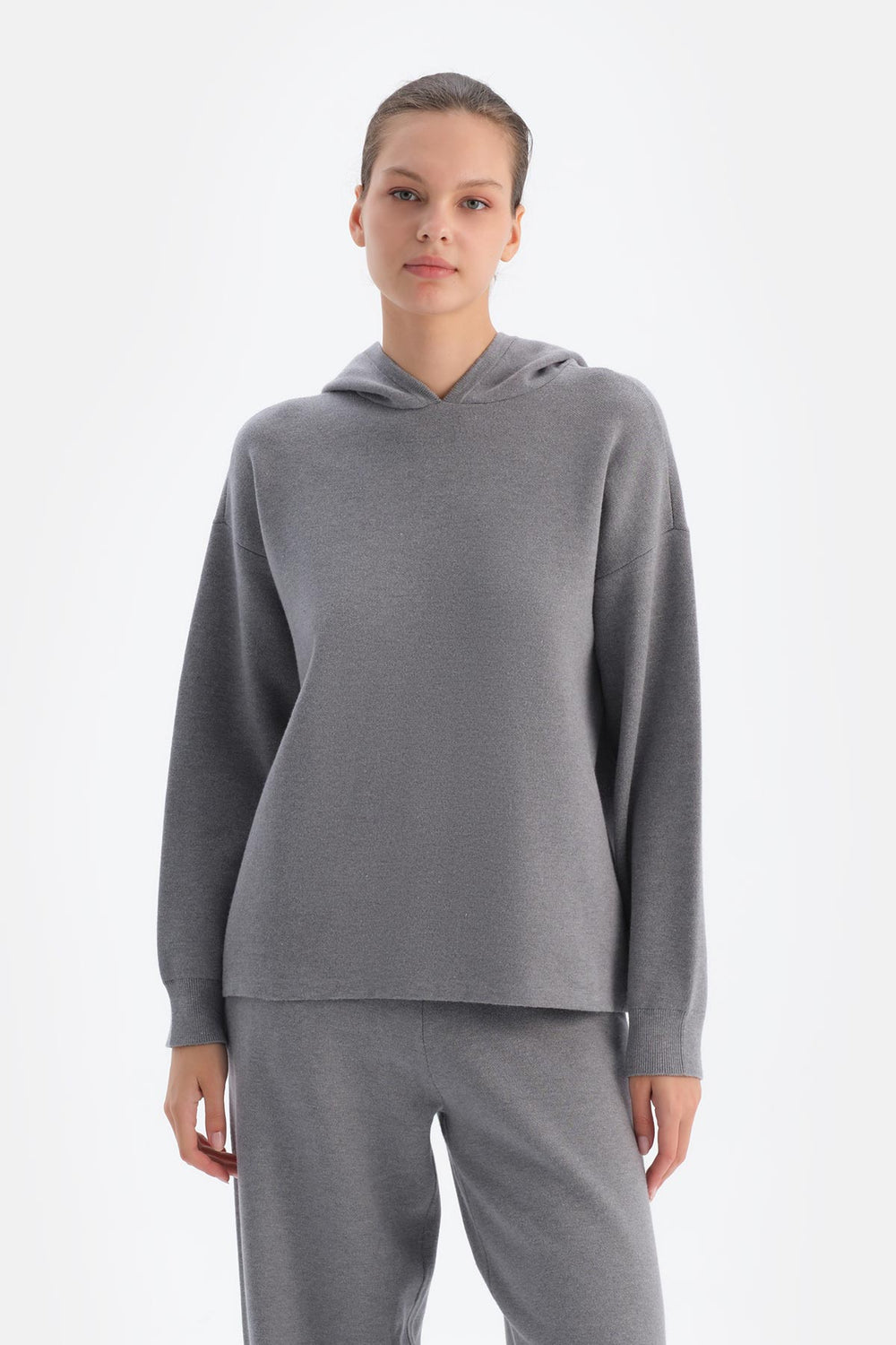 Grey Melange HOODED SOFT TOUCH SWEATSHIRT
