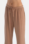 Beige KNIT DETAIL TROUSERS