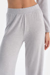 Gri Melanj Yüksek Bel Bol Paça Basıc Pantolon