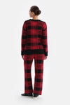 Red PLAID FLEECE TROUSERS