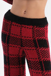 Red PLAID FLEECE TROUSERS