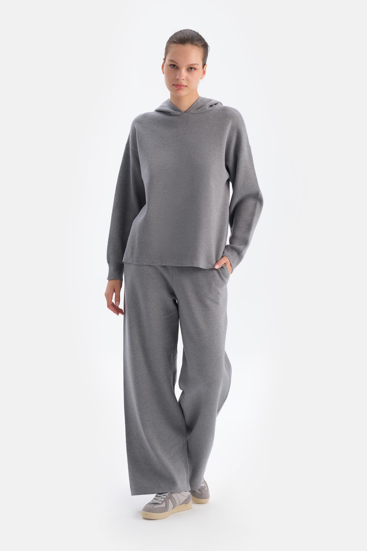 Gri Melanj Soft Tuşeli Pantolon