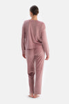 Dusty Rose LONG SLEEVE CREW NECK VELVET PAJAMA SET