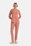 Dusty Rose LONG SLEEVE V-NECK T-SHIRT TROUSERS PAJAMA SET