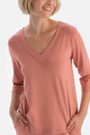 Dusty Rose LONG SLEEVE V-NECK T-SHIRT TROUSERS PAJAMA SET