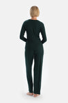 Dark Green LONG SLEEVE VISCOSE CAMSOSET T-SHIRT TROUSERS PAJAMA SET