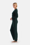 Dark Green LONG SLEEVE VISCOSE CAMSOSET T-SHIRT TROUSERS PAJAMA SET