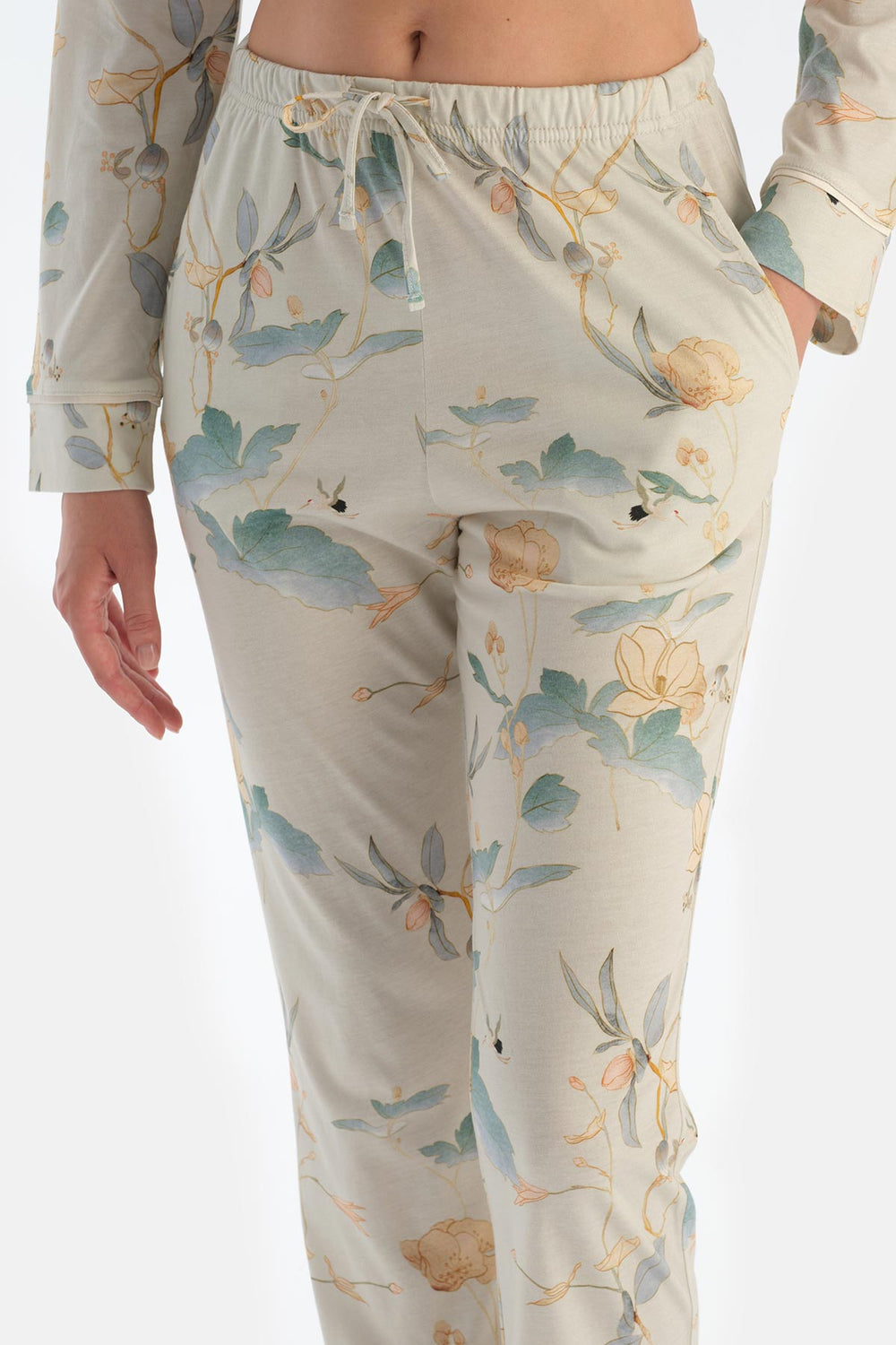 Mint Green FLORAL PATTERNED SHIRT AND TROUSERS PAJAMA SET