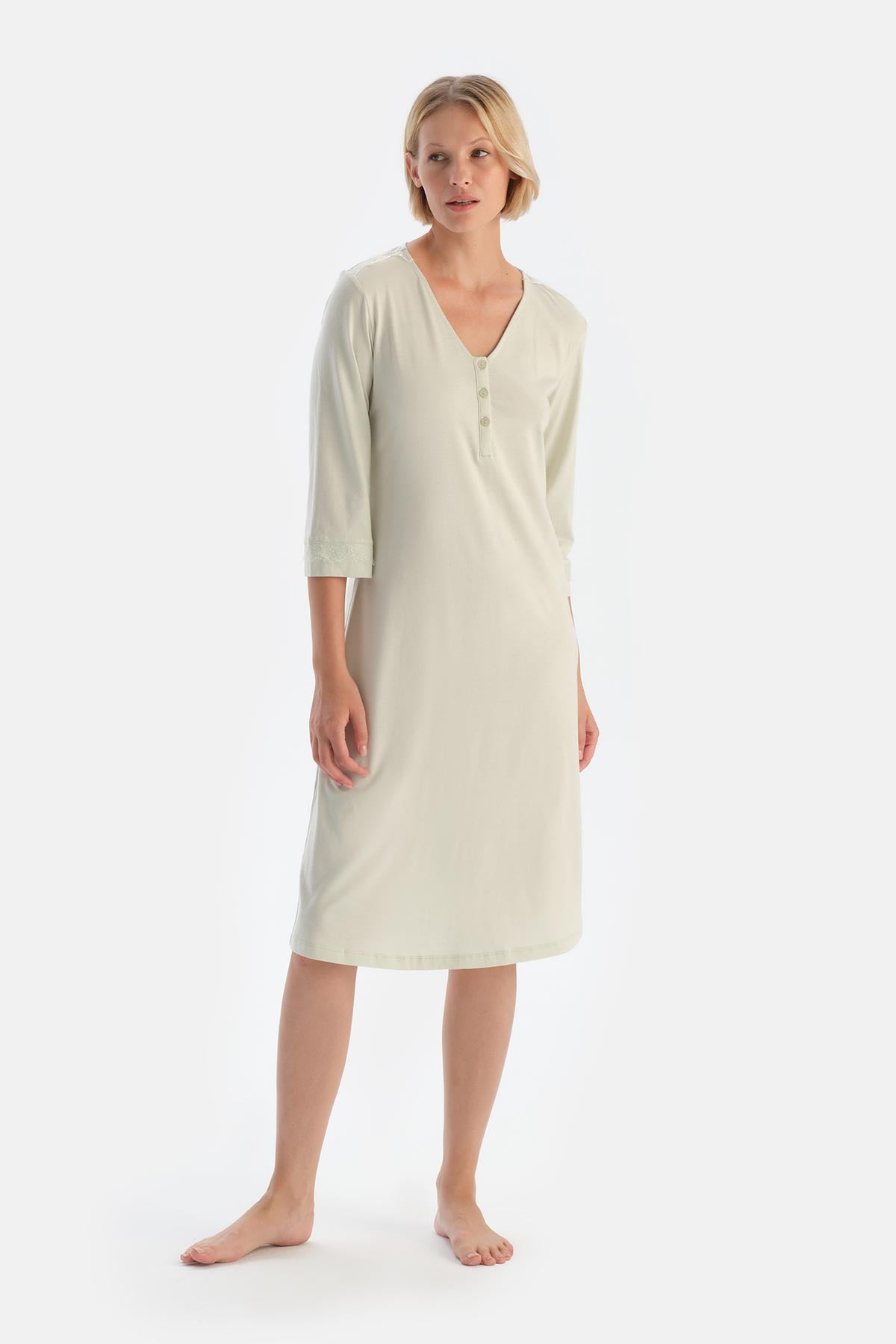 Mint Green LACE DETAIL LONG SLEEVE NIGHTIE