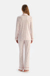 Ecru MICROPRINT SHIRT AND TROUSERS PAJAMA SET