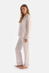 Ecru MICROPRINT SHIRT AND TROUSERS PAJAMA SET