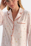 Ecru MICROPRINT SHIRT AND TROUSERS PAJAMA SET