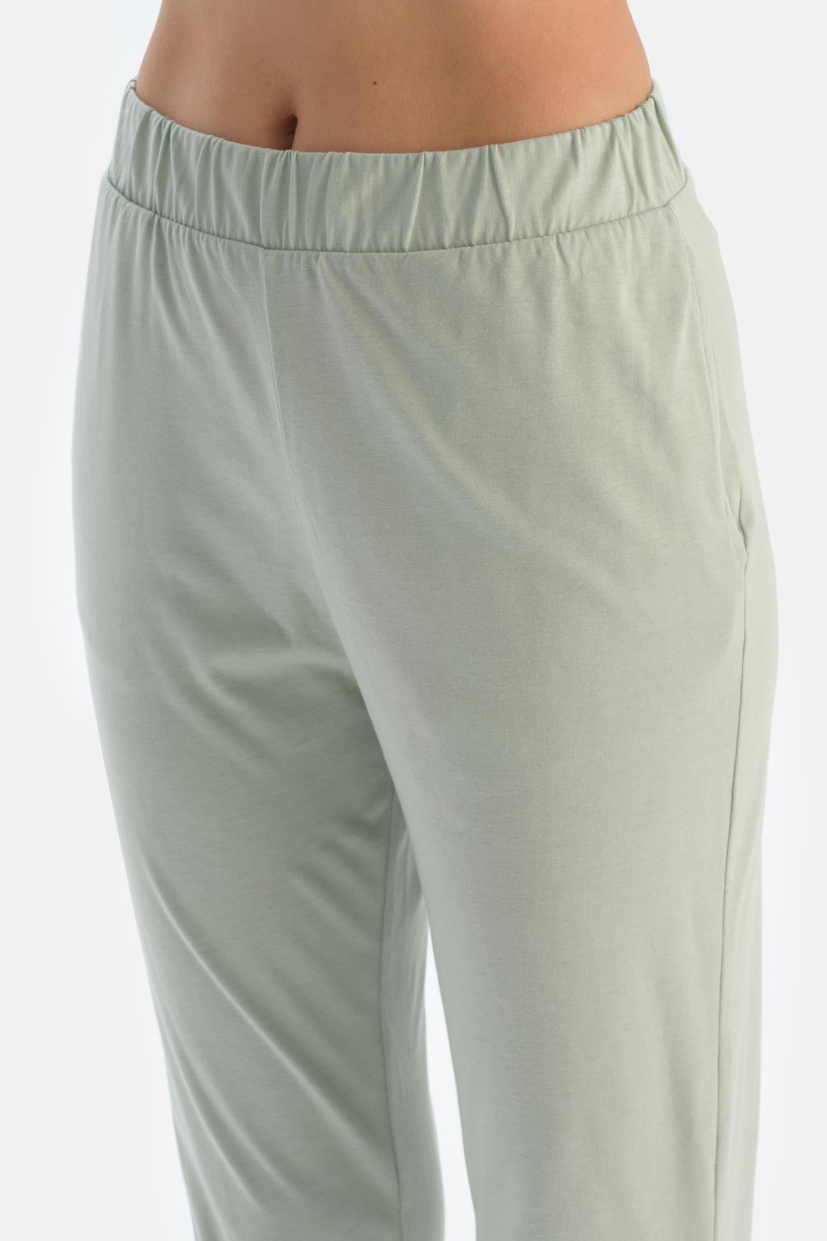 Mint Green SATIN GARNISHED SHIRT AND TROUSERS PAJAMA SET