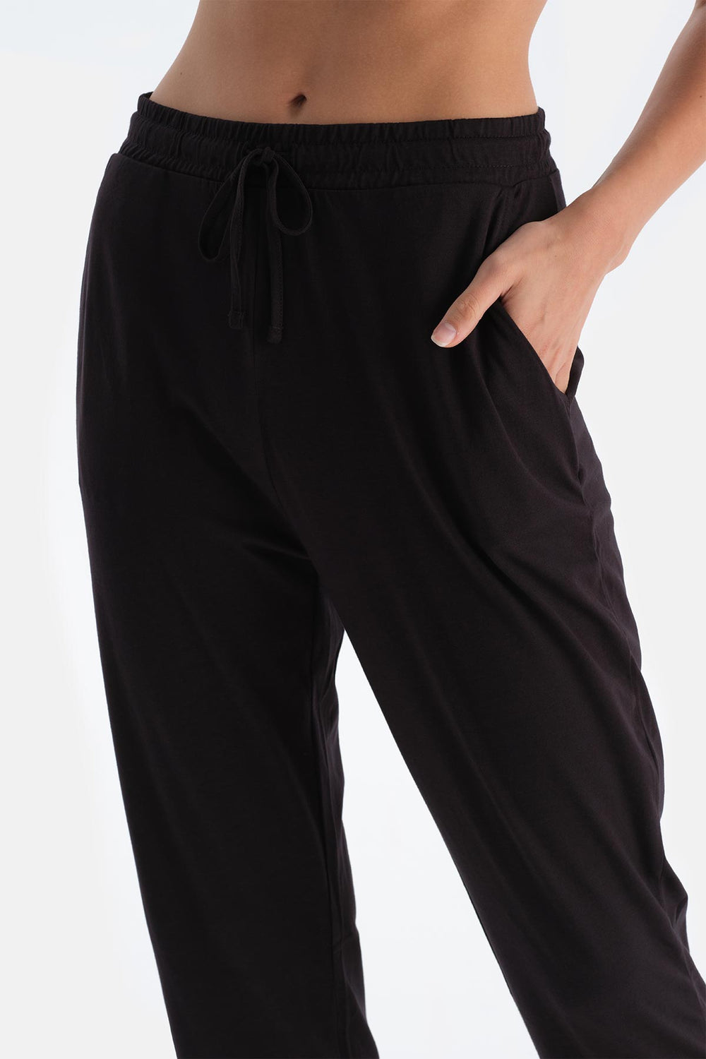 Koyu Kahve Düşük Kollu Penye Modal Pijama Takımı