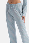 Light Blue STRIPED COMBED MODAL SHIRT PAJAMA SET