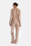 Light Brown VELVET SHIRT TROUSERS PAJAMA SET