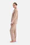 Light Brown VELVET SHIRT TROUSERS PAJAMA SET