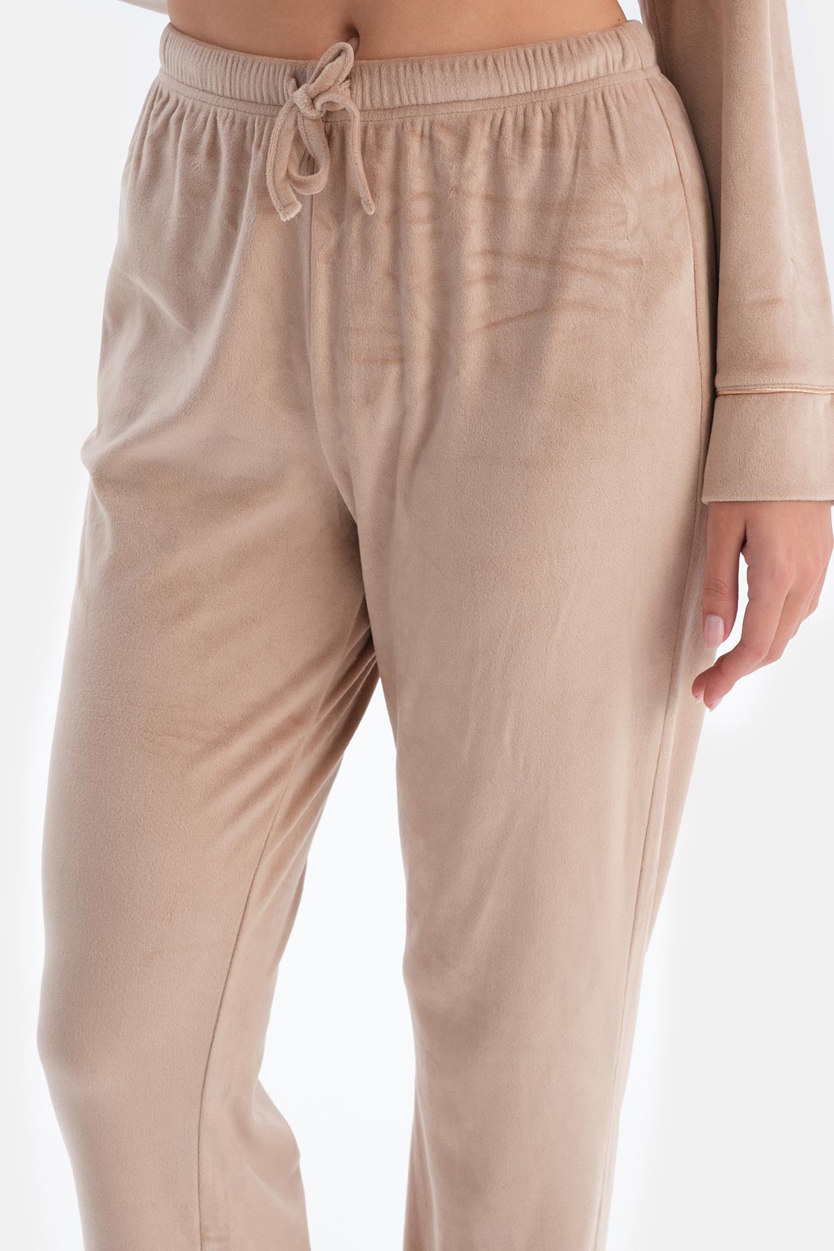 Light Brown VELVET SHIRT TROUSERS PAJAMA SET
