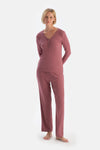 Dusty Rose V-NECK BUTTONED PAJAMA SET