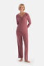 Dusty Rose V-NECK BUTTONED PAJAMA SET